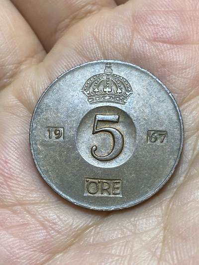 2025年第八十九场(总第一百一十五场）外国好品散币(免佣金) - 瑞典🇸🇪1967年5欧尔(古斯塔夫六世后期，U标)