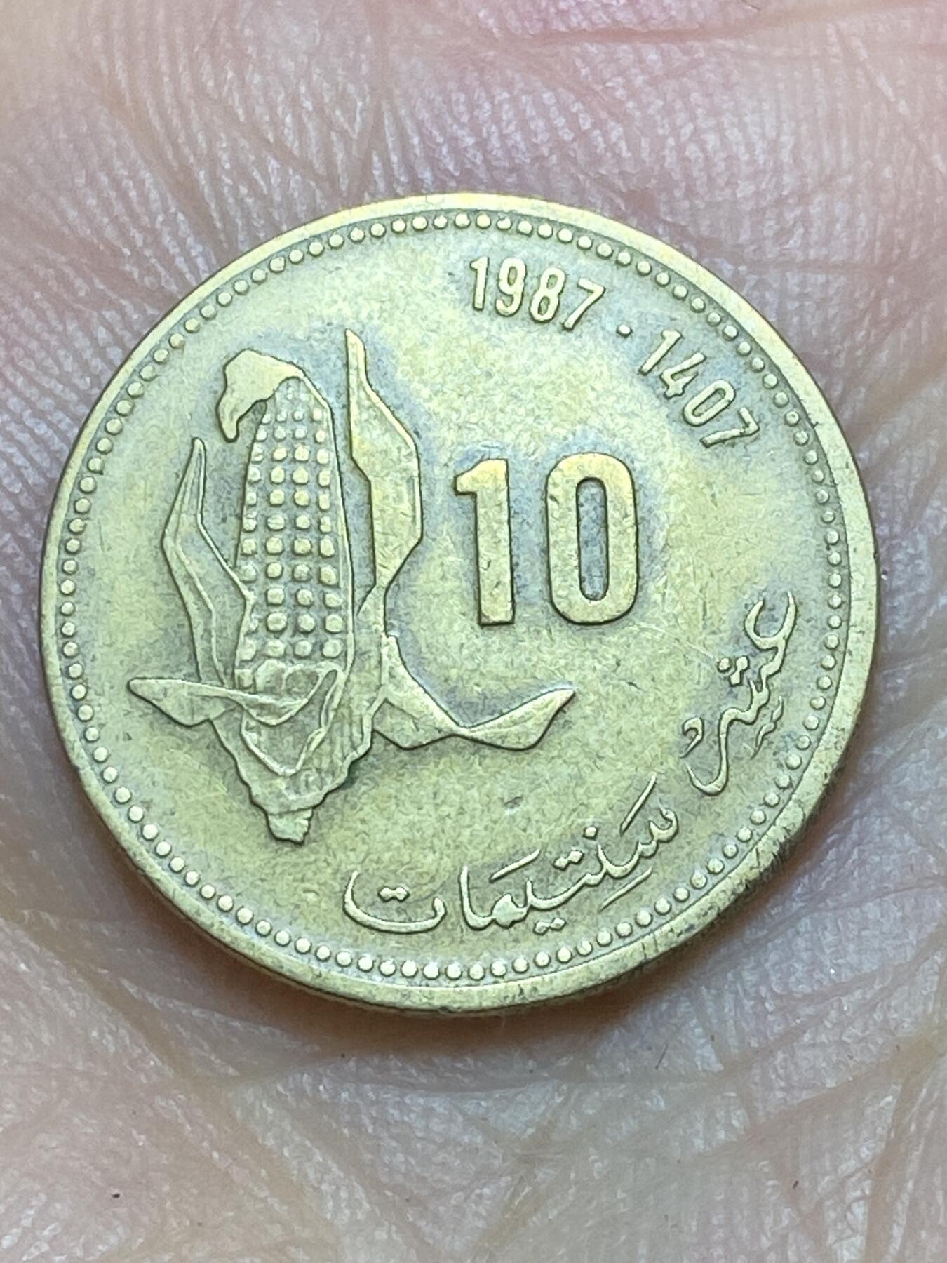2025年第八十九场(总第一百一十五场）外国好品散币(免佣金) 摩洛哥🇲🇦1987单年分10分(伊斯兰历1407年，哈桑二世第三版，FAO币)