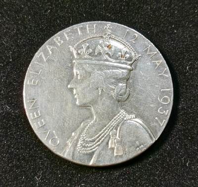 甄臻铺-世界币章拍卖（第33期），送拍享返佣金等优惠多多 1937年英国乔治六世加冕银章，14.9g，31.7mm