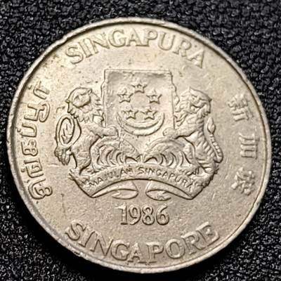 泉币菌-第107场-精品福利场 高币值 新加坡20分 绒球花 高盾徽版 直径21.36mm