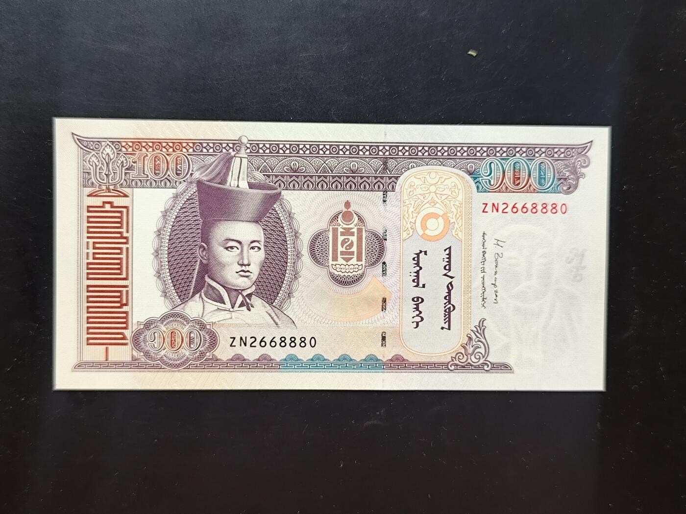 9月10日外国纸币专场 蒙古国100图格里克 中间豹