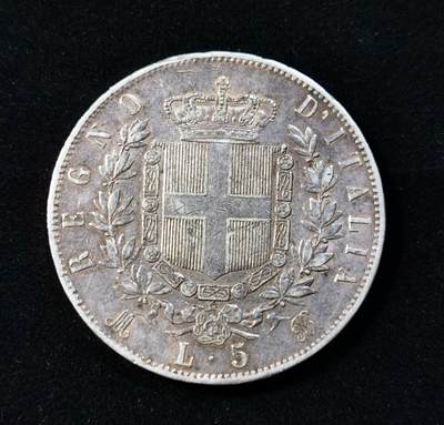 甄臻铺-世界币章拍卖（第33期），送拍享返佣金等优惠多多 意大利1874年 埃曼纽尔二世5里拉银币