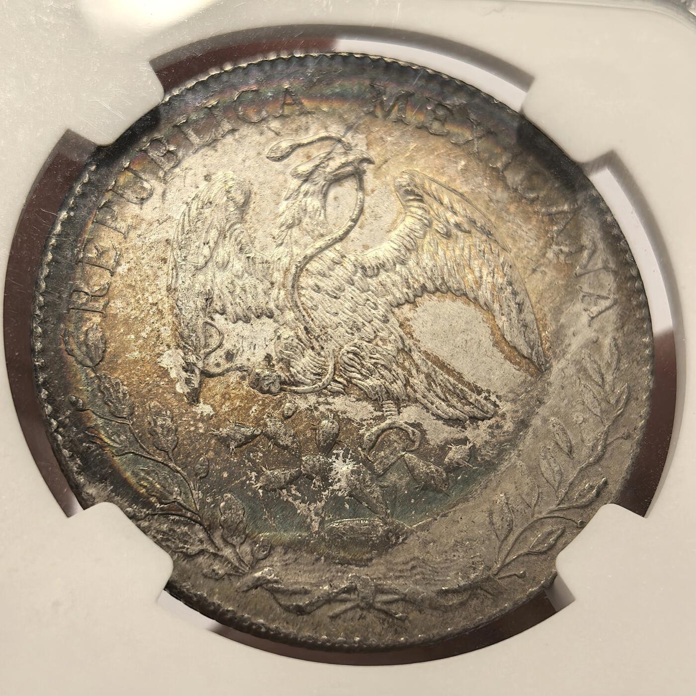 博洋堂世界钱币拍卖第139期（全场包邮） NGC MS61 墨西哥1896/1年GO/AS RS/ML花边鹰洋，罕见年份、厂别、鉴定师三骑字版，极美五彩包浆