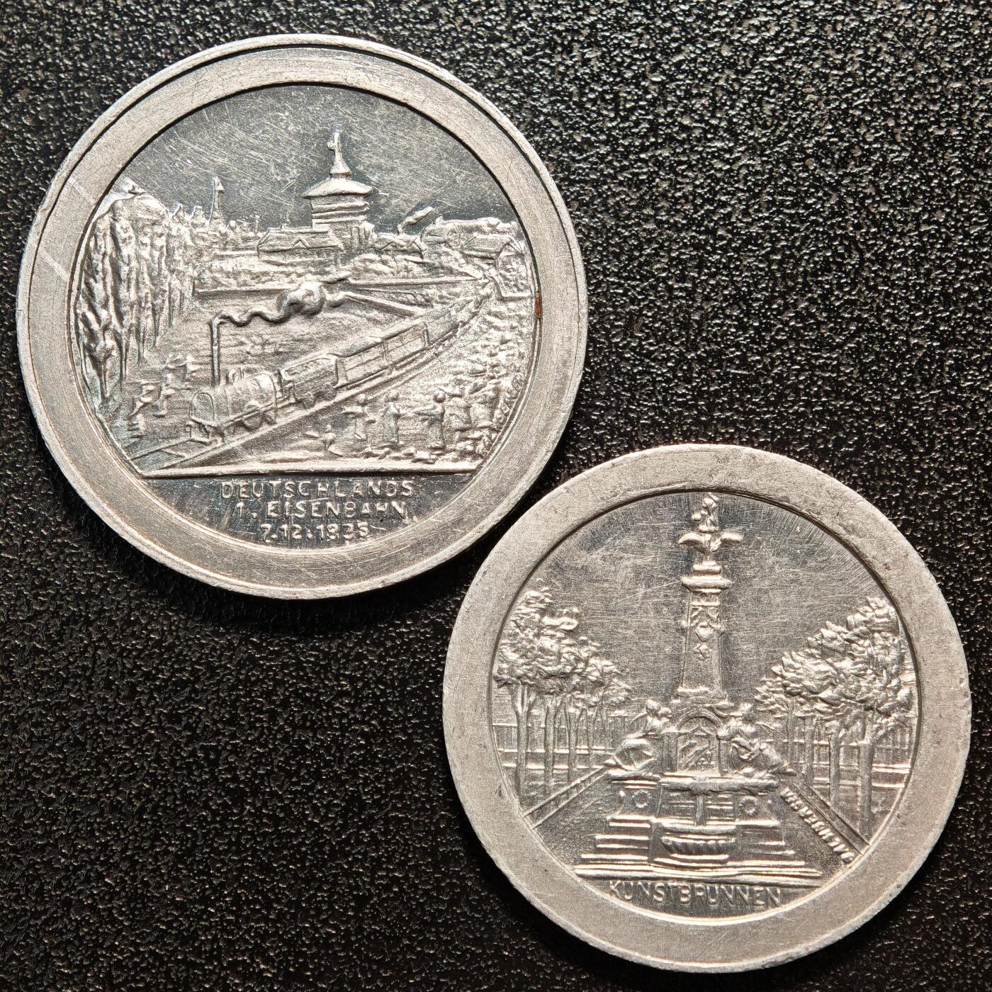 【德藏】世界币章拍卖第146期（拍品征集中~欢迎藏友联系） 2枚一组 1921年 德国紧急时期纽伦堡菲尔特150芬尼200芬尼火车代用币铝币 直径约：27.3mm/150芬尼，30.2mm/200芬尼；重约：2.2g/150芬尼，3.1g/200芬尼