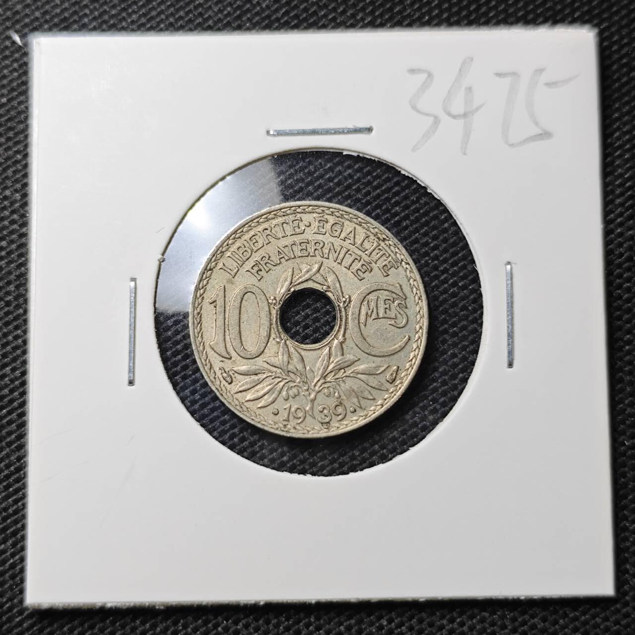 KK钱币收藏小铺 第334期 2月预留时间 周末发货 1939 法国10分