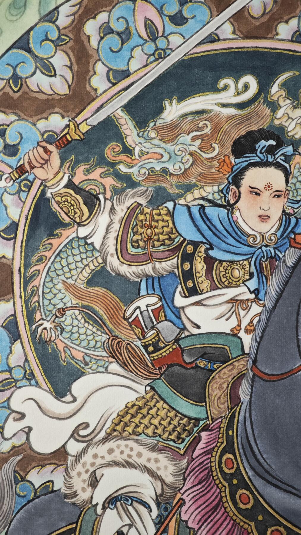 白泽拍卖卡牌手绘专场第24期（持续征集ING，白露暧秋色，月明清漏中） 2025 冯涛手绘画 龙-扈三娘 尺寸：30cm*41.5cm  冯涛亲签