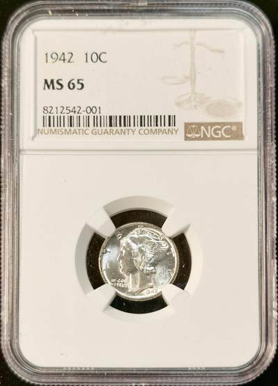 甄臻铺-世界币章拍卖（第33期），送拍享返佣金等优惠多多 - NGC-MS65 1942年美国小飞侠，早期高分卷拆