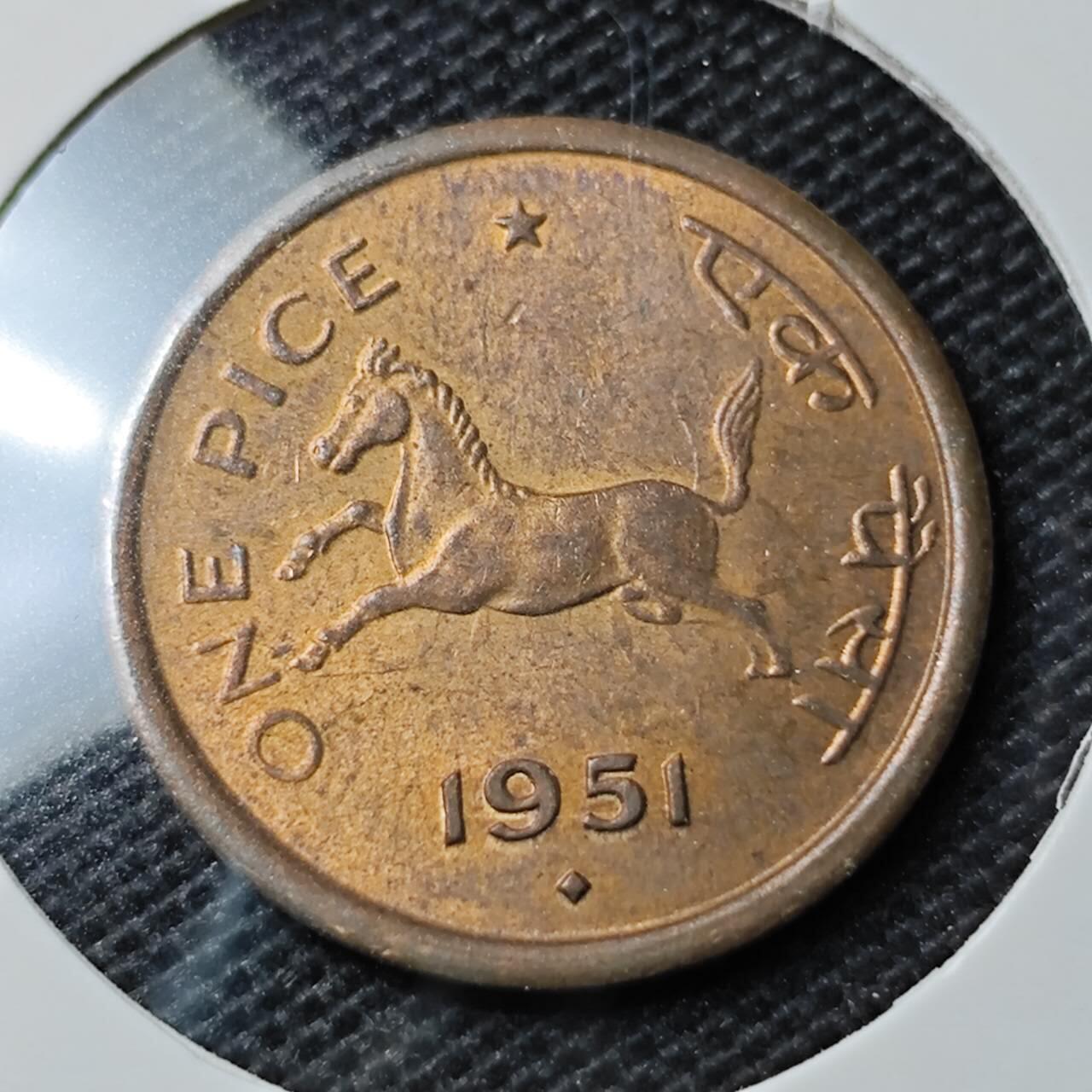 KK钱币收藏小铺 第335场 2月预留时间 周末发货 1951印度1派沙铜币 小马!
