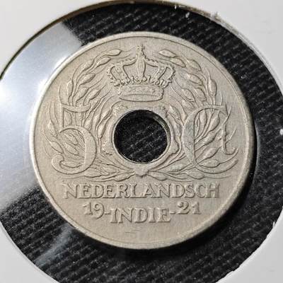 KK钱币收藏小铺 第335场 2月预留时间 周末发货 - 1921荷属东印度5分镍币 深打