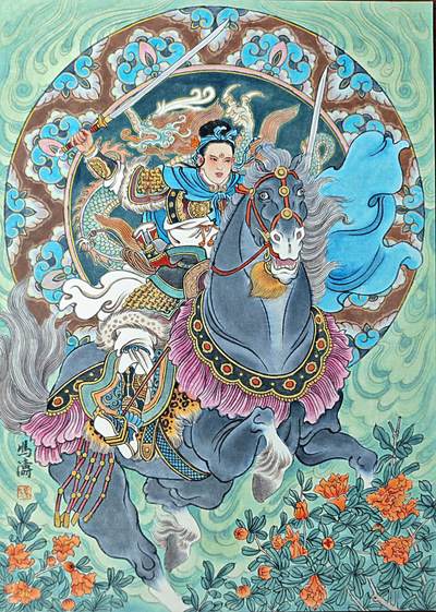 白泽拍卖卡牌手绘专场第24期（持续征集ING，白露暧秋色，月明清漏中） - 2025 冯涛手绘画 龙-扈三娘 尺寸：30cm*41.5cm  冯涛亲签