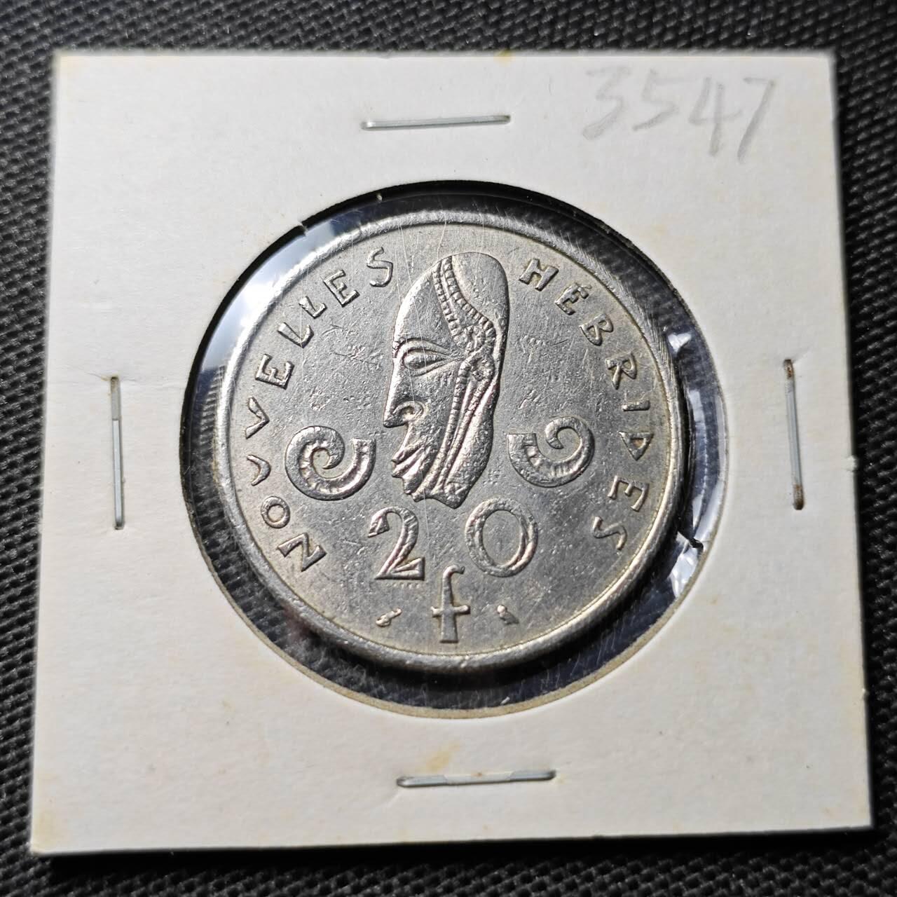 KK钱币收藏小铺 第335场 2月预留时间 周末发货 1967法属新赫布里底20法郎