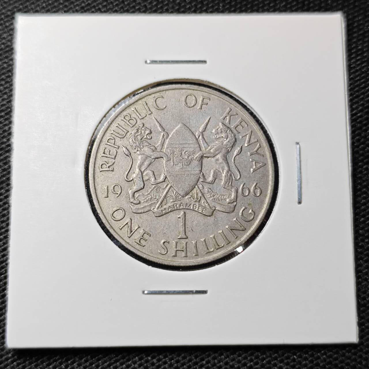 KK钱币收藏小铺 第335场 2月预留时间 周末发货 1966肯尼亚1先令 开国头像无字版