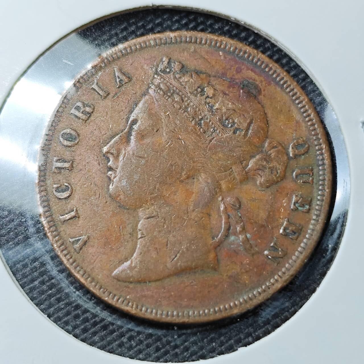 KK钱币收藏小铺 第335场 2月预留时间 周末发货 1887英属海峡1分 铜币
