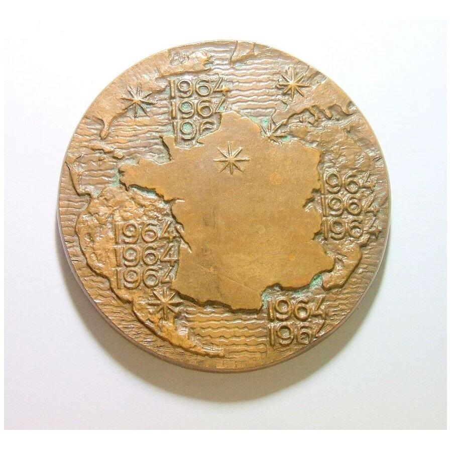【艺术】法国艺术大章 兴业银行成立百年高浮雕精制超大铜章 68MM 175克