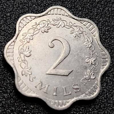 泉币菌-第107场-精品福利场 - 稀少 马耳他 1972年 2米尔 铝币 20MM 
