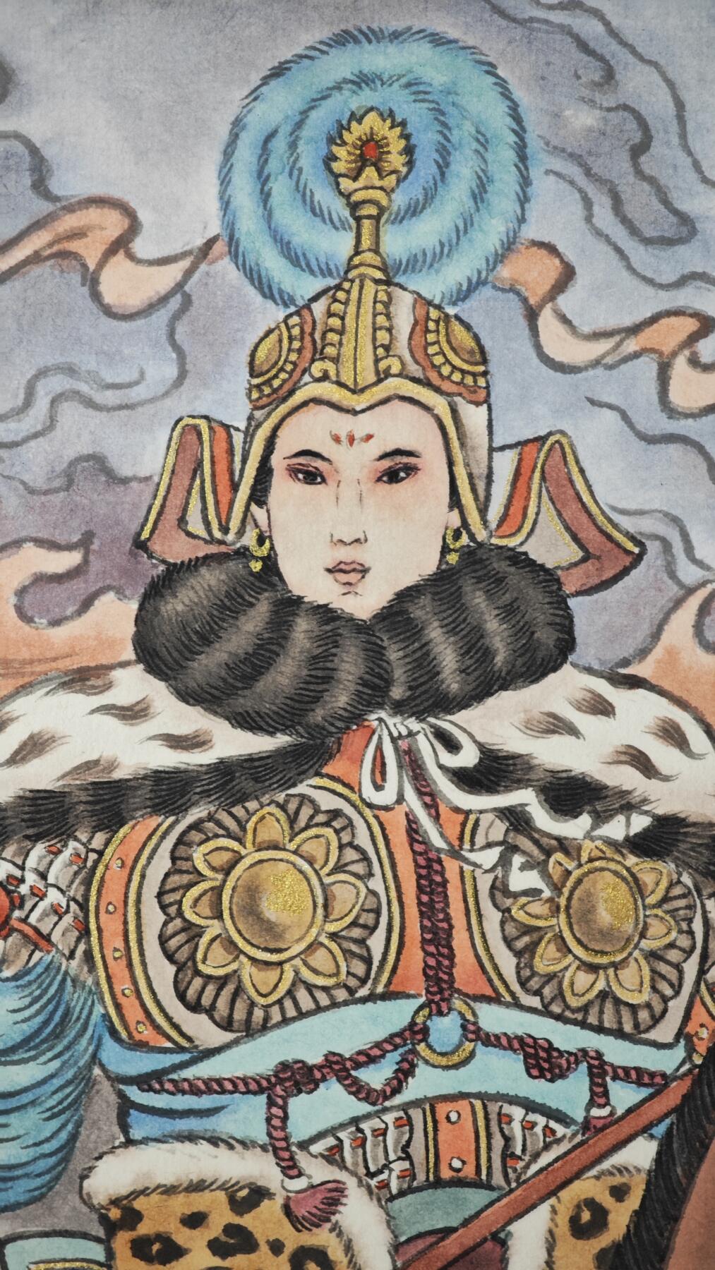 白泽拍卖卡牌手绘专场第24期（持续征集ING，白露暧秋色，月明清漏中） 2025 冯涛手绘画 樊梨花 尺寸：30cm*41.5cm  冯涛亲签