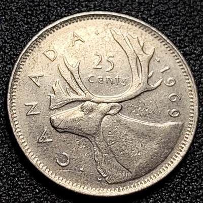 泉币菌-第107场-精品福利场 - 高币值 加拿大1969年1/4加拿大元 伊丽莎白二世 驯鹿 24mm