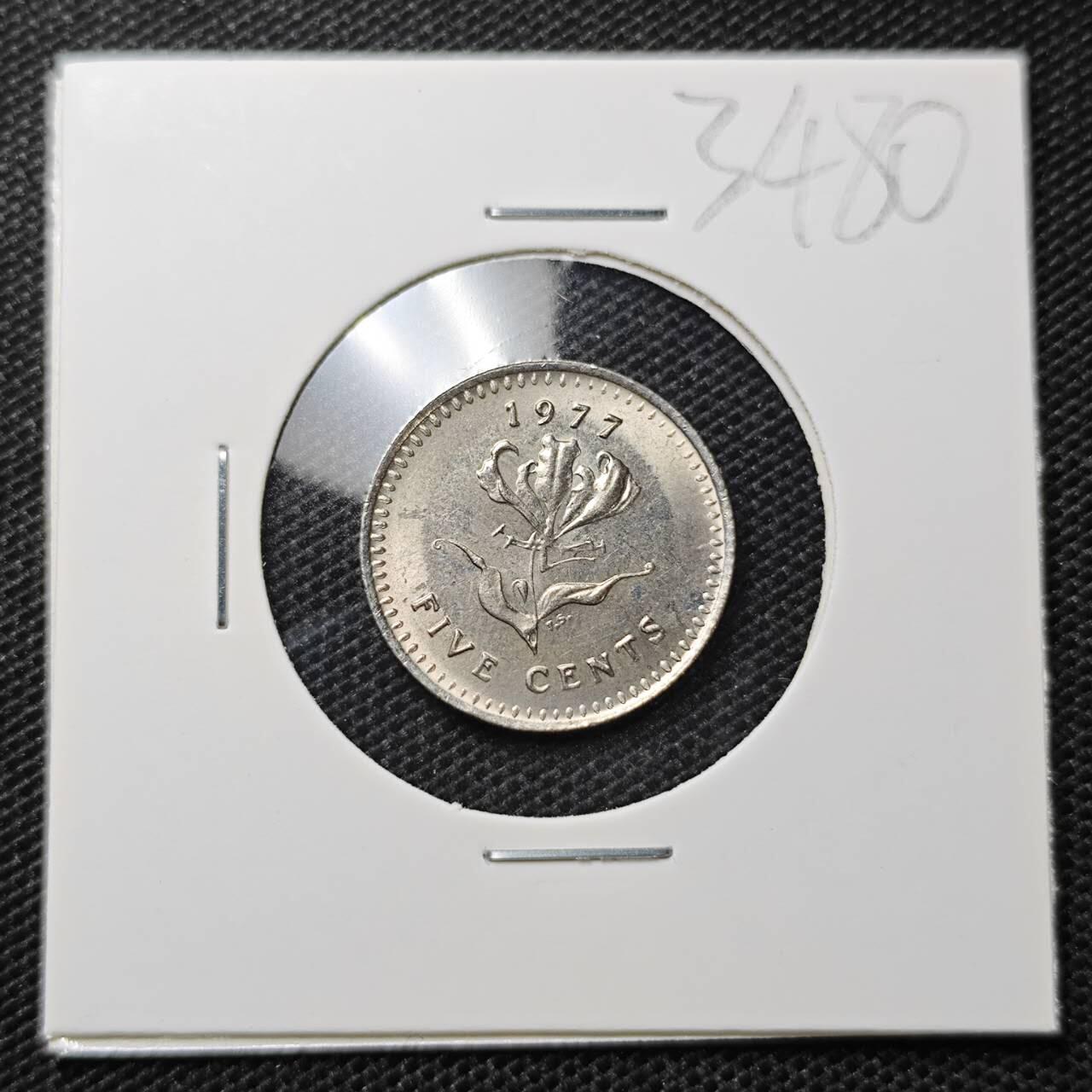 KK钱币收藏小铺 第334期 2月预留时间 周末发货 1977罗得西亚5分镍币 