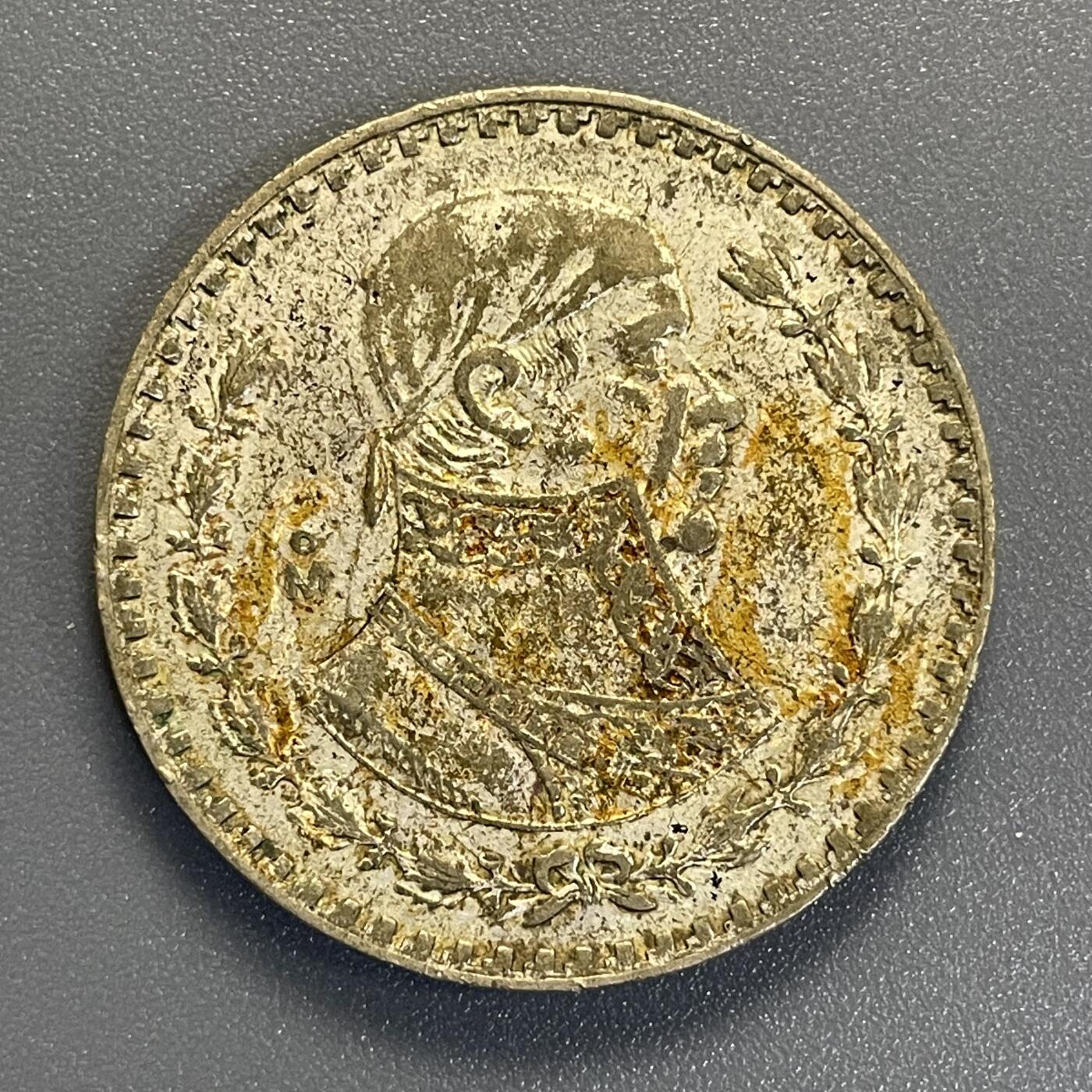 回流钱币0913 1960年墨西哥1比索莫雷洛斯海盗头银币10%银16克