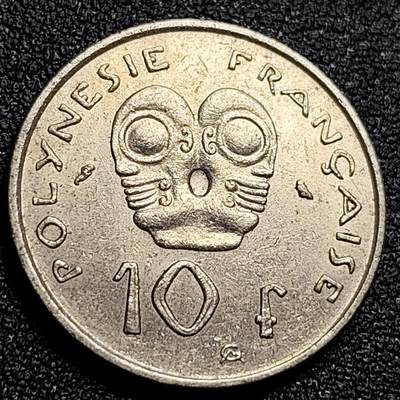泉币菌-第107场-精品福利场 - 1973年 法属波利尼西亚10法郎銅镍硬币 法兰西女神 24毫米6克