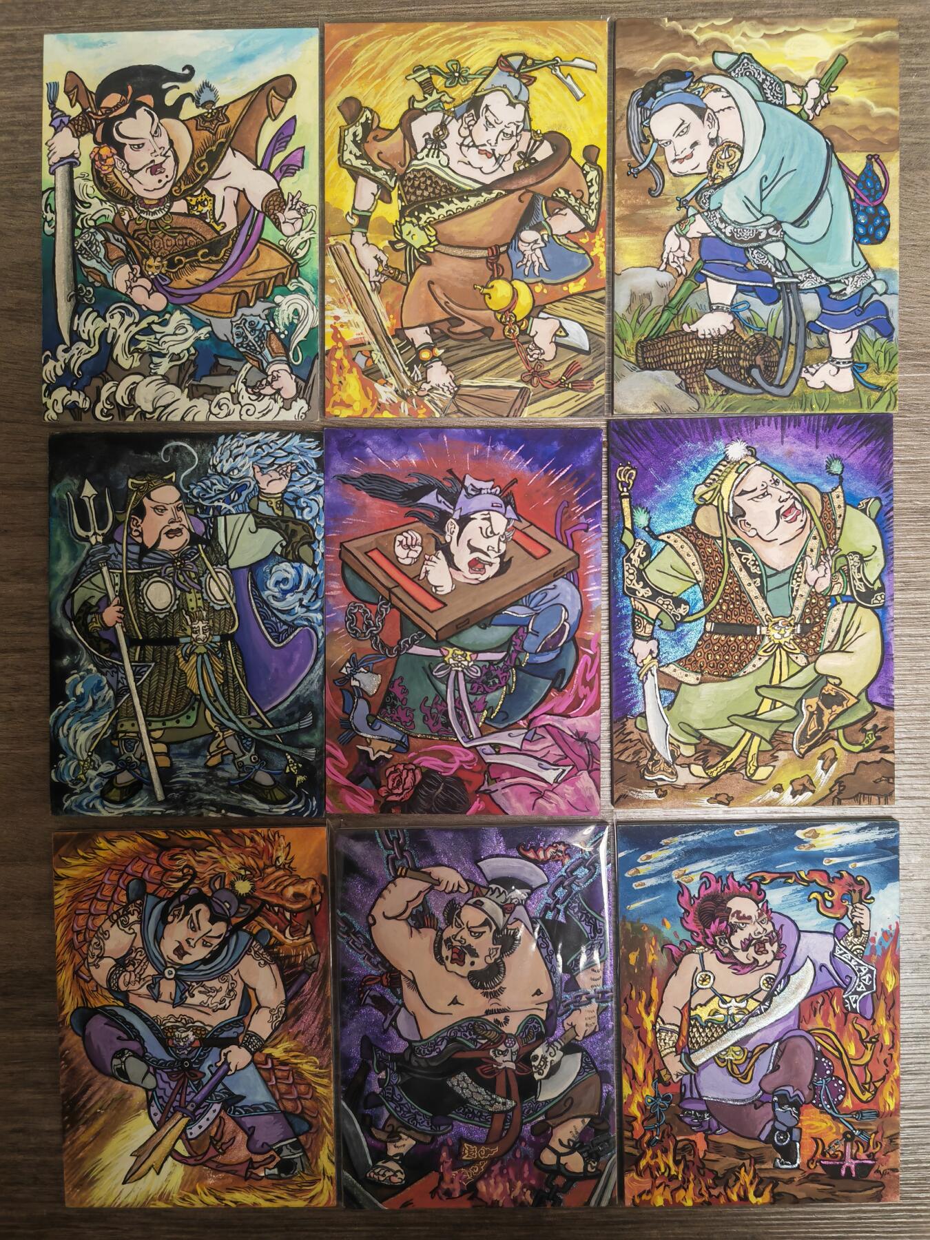 阳大大卡牌拍卖第71期（持续收拍品，周五晚上九点截拍，进群福利早知道） 【手绘卡天罡大全套】香山文创 孙忠会 年画水浒 谭文玲作品 天罡36张大全套 凑齐不易，太漂亮了