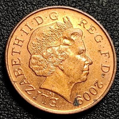 泉币菌-第107场-精品福利场 女王头像 狮子腿 英国1便士钢镀铜硬币伊莉莎白 20mm