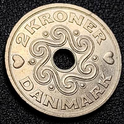 泉币菌-第107场-精品福利场 原光美品 丹麦中孔2克朗硬币 爱心币