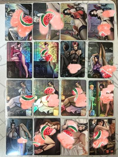 花开卡拍第38期（9月14号周日截拍，品控勿拍!!!拍品不寄存，运费5元，自制卡难免瑕疵，可能存在轻微撞角爆边等出厂瑕疵，品控介意勿拍！） - 嘎嘎鸭凌墨等美女艺术卡16张，11张彩闪2张粗闪3张普卡