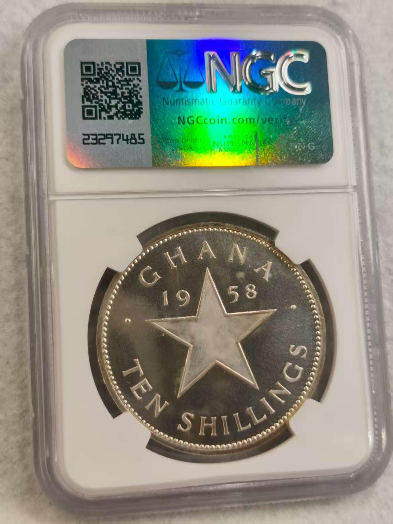 G&W世界散币，银币处理专场（第29场） NGC-PF66 冈比亚1958年10先令  银币