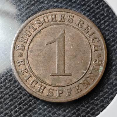 KK钱币收藏小铺 第335场 2月预留时间 周末发货 - 1925，德国魏玛共和国1芬尼