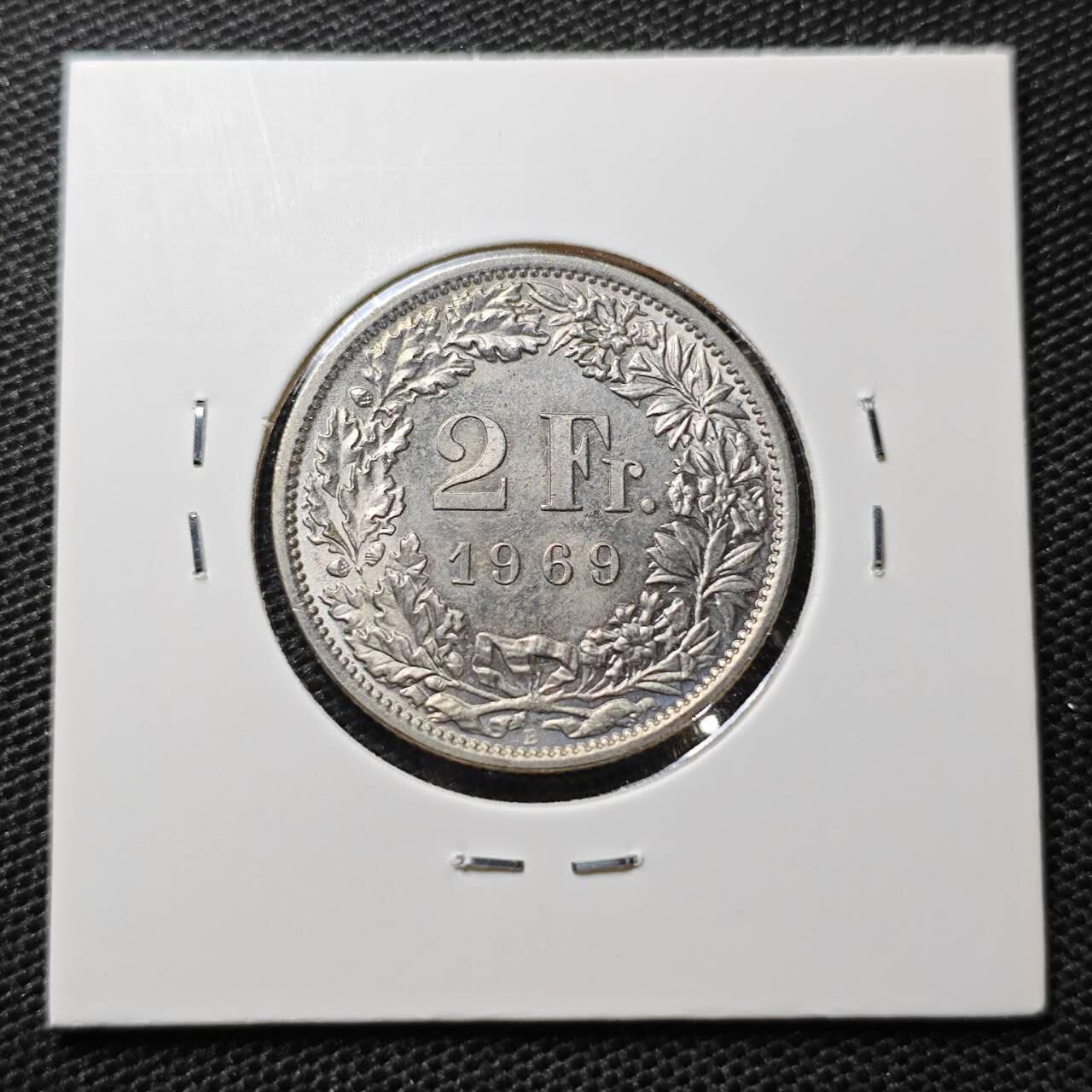 KK钱币收藏小铺 第334期 2月预留时间 周末发货  1969瑞士2法郎 好品