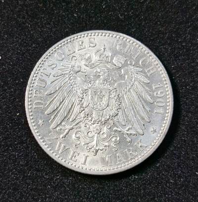 甄臻铺-世界币章拍卖（第33期），送拍享返佣金等优惠多多 1901年德国普鲁士建国200周年2马克，MS的品相
