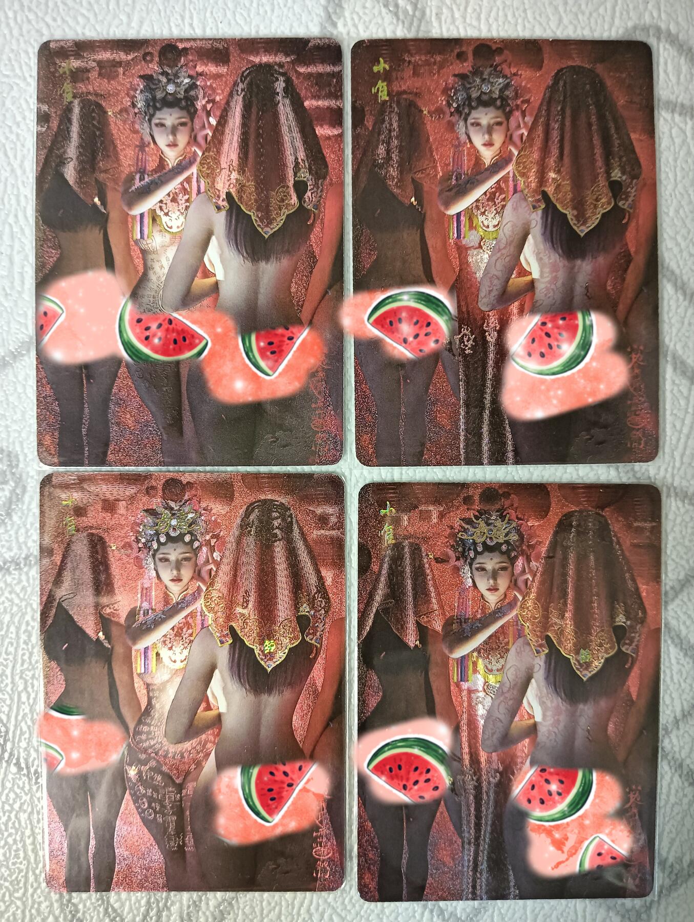 花开卡拍第38期（9月14号周日截拍，品控勿拍!!!拍品不寄存，运费5元，自制卡难免瑕疵，可能存在轻微撞角爆边等出厂瑕疵，品控介意勿拍！） 燎原妖姬传 刷子 小唯 双服饰双工艺，粗闪和幻彩粗闪