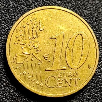 泉币菌-第107场-精品福利场 欧元 法国2001年10欧分铜币 玛丽安娜 欧盟地图 19.75MM