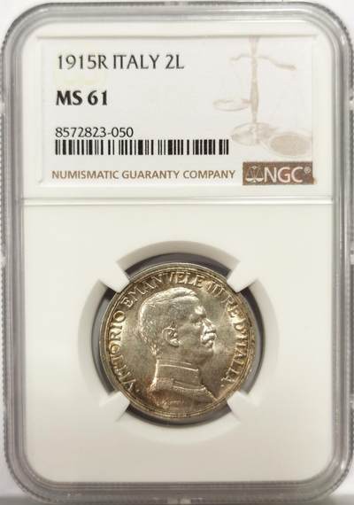 博洋堂世界钱币拍卖第139期（全场包邮） - NGC MS61 意大利1915年马车2里拉银币