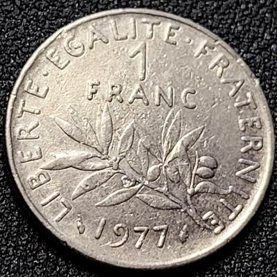 泉币菌-第107场-精品福利场 法国早期（1977年）1法郎镍币  播种女神 入欧前 末版 绝版币
