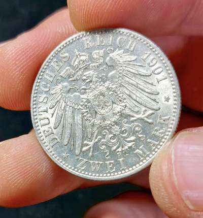 甄臻铺-世界币章拍卖（第33期），送拍享返佣金等优惠多多 1901年德国普鲁士建国200周年2马克，MS的品相