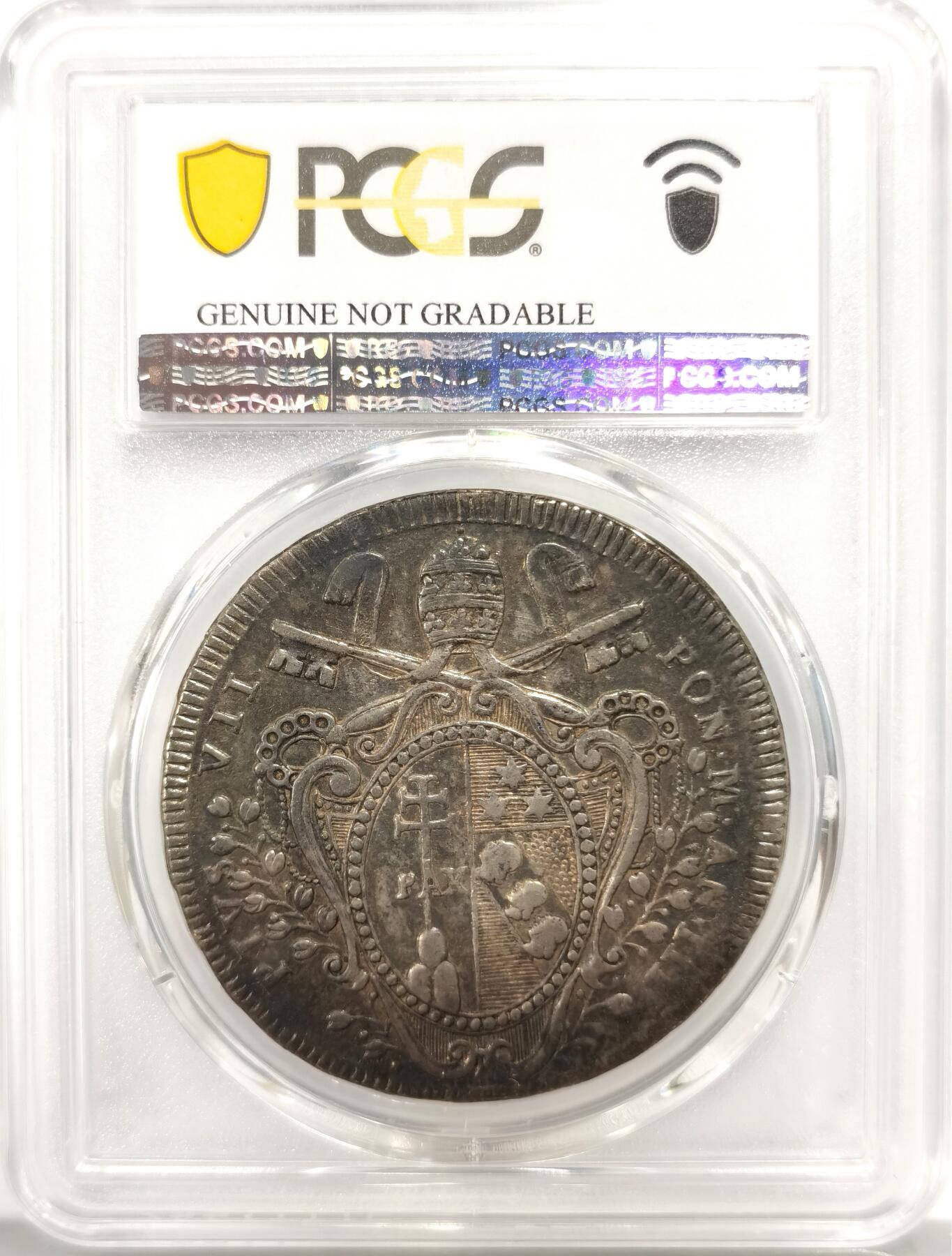 博洋堂世界钱币拍卖第139期（全场包邮） PCGS XF 教皇国1802庇护七世1SCUDO大银 打制开脸清晰唯美 重彩原味