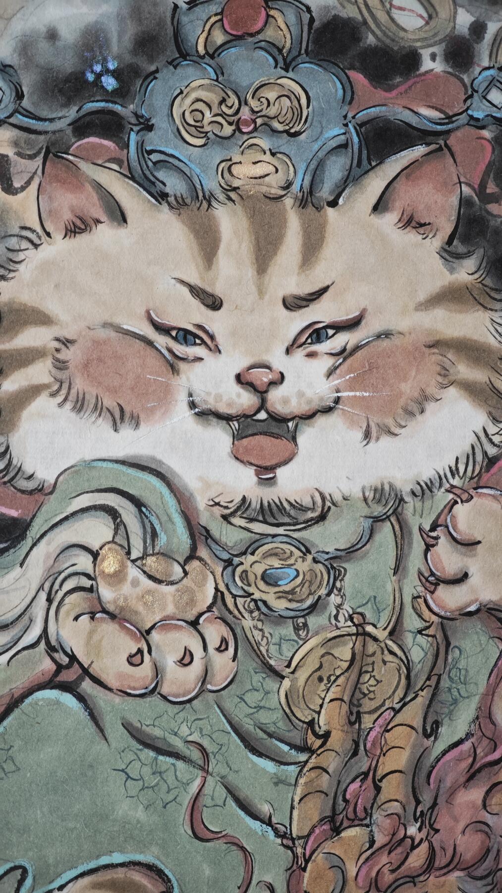 白泽拍卖卡牌手绘专场第24期（持续征集ING，白露暧秋色，月明清漏中） 2025 曾令羽手绘画 招财猫 尺寸：19cm*25.5cm