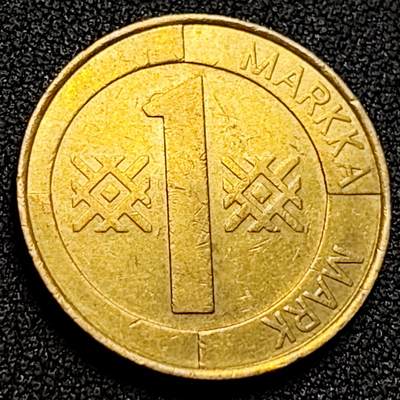 泉币菌-第107场-精品福利场  芬兰1997年1马克铜币.持剑狮子.