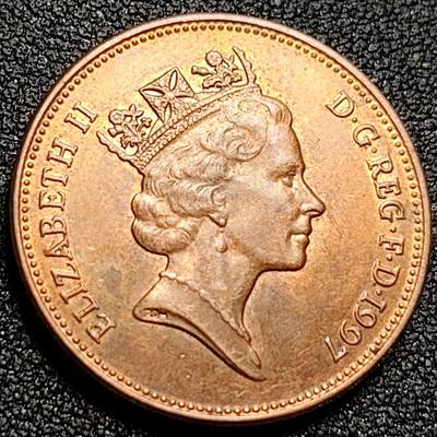 泉币菌-第107场-精品福利场 铜光美品 1997年英国2便士 铜币 威尔士皇冠 狮子雄狮