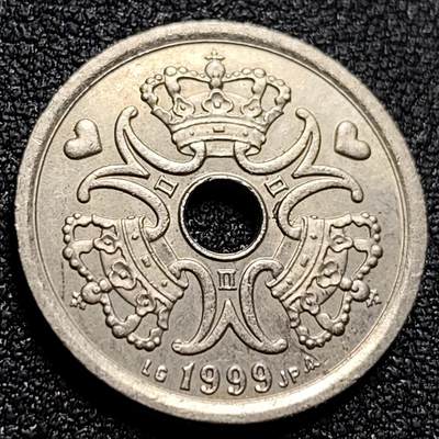 泉币菌-第107场-精品福利场 美品 丹麦中孔1克朗硬币 