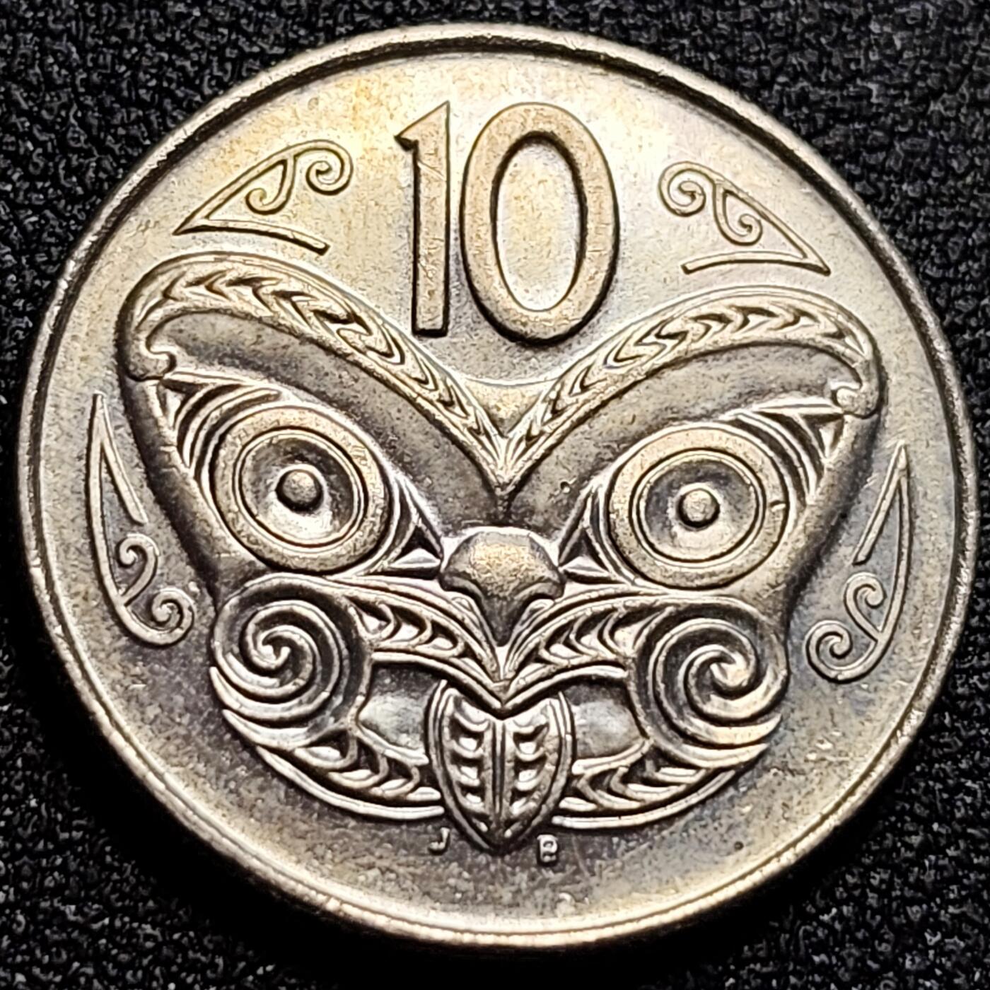 泉币菌-第107场-精品福利场 英属新西兰 10分硬币 毛利人面具 伊丽莎白二世 女王24mm