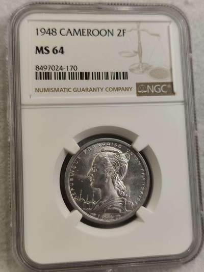 G&W世界散币，银币处理专场（第29场） - NGC-MS64 喀麦隆1948年2法郎