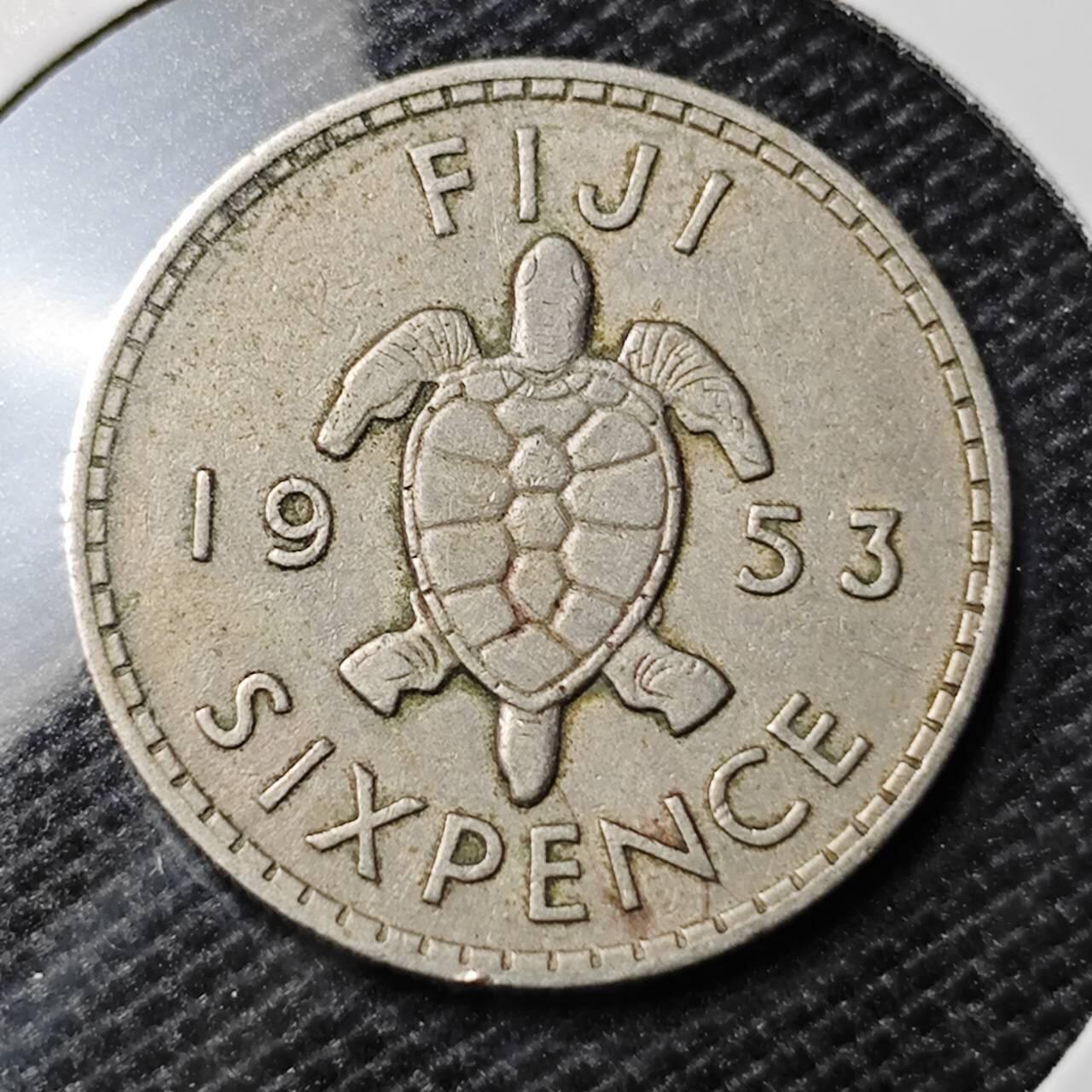 KK钱币收藏小铺 第335场 2月预留时间 周末发货 1953英属斐济6便士 
