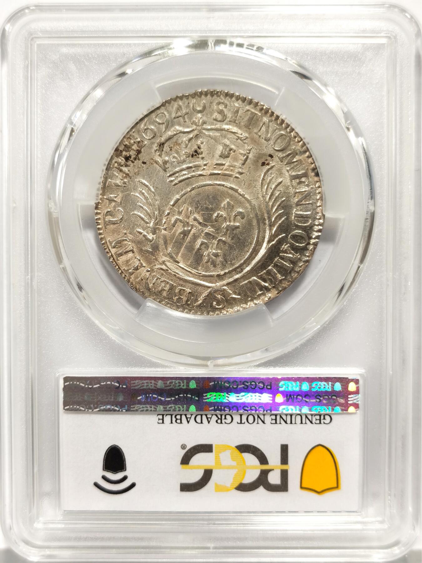博洋堂世界钱币拍卖第139期（全场包邮） PCGS UNC 法国1694S（兰斯）路易十四1/2埃居银币 原光品