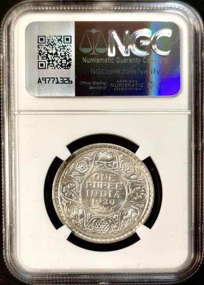 甄臻铺-世界币章拍卖（第33期），送拍享返佣金等优惠多多 NGC-MS62 1920年英属印度乔治五世卢比