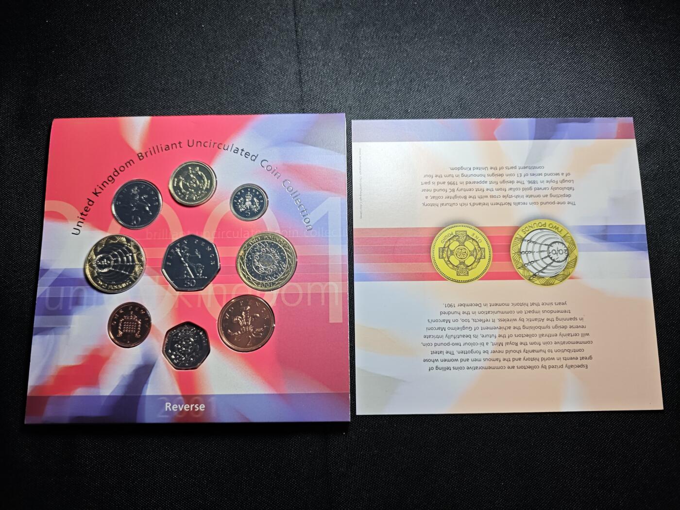 KK钱币收藏小铺 套币专场 2月预留时间 周末发货  2001英国官方造币厂精制套币 含2镑精制币
