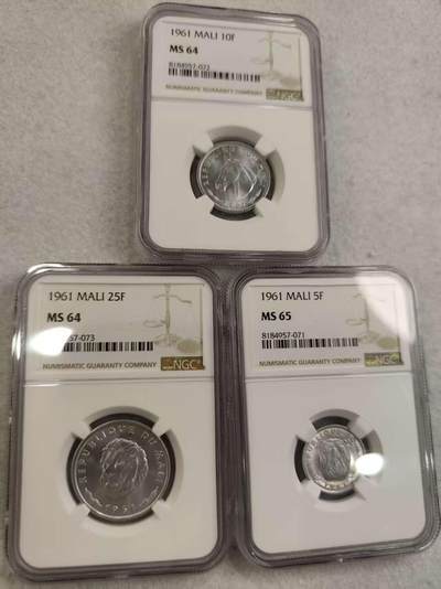 G&W世界散币，银币处理专场（第29场） - NGC-MS64-MS65 马里1961年3枚
