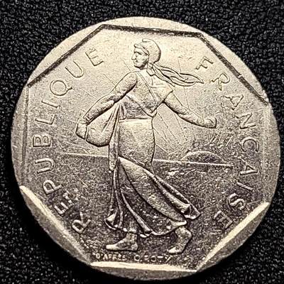 泉币菌-第107场-精品福利场 法国早期（1982年）2法郎镍币 26mm 播种女神 入欧前 末版 绝版币
